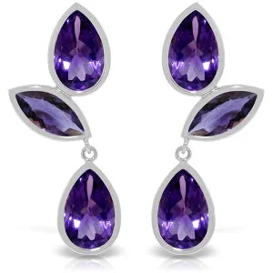 Embossed pattern earrings-13 Carat 14K Solid White Gold Great Minds Amethyst Earrings