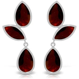 Low-set gem earrings-13 Carat 14K Solid White Gold Sensual World Garnet Earrings