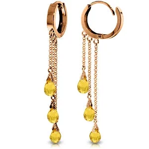 Hand-scored earrings-14K Solid Rose Gold Chandelier Beautiful Citrine Earrings