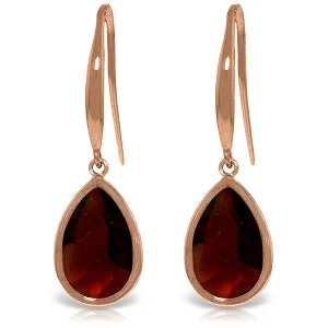 Classic topaz earrings-14K Solid Rose Gold Fish Hook Earrings w/ Natural Garnets