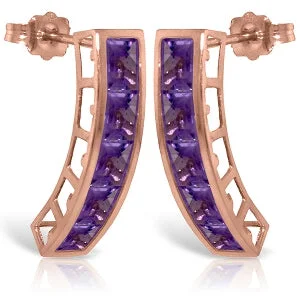 Broken-edge earrings-14K Solid Rose Gold Natural Amethyst Gemstone Earrings