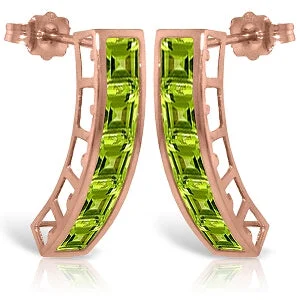 Open-sun earrings-14K Solid Rose Gold Natural Peridot Gemstone Earrings