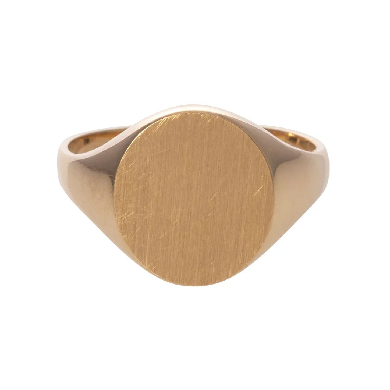 Kite stone ring-14K Yellow Gold 12x10mm Oval Signet Ring