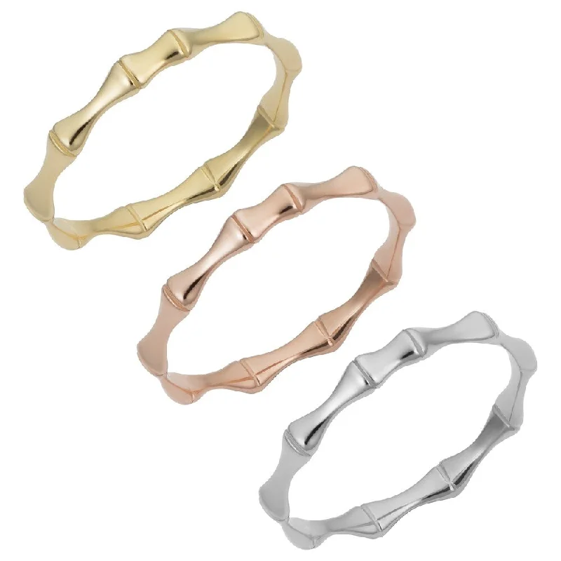 Embossed gem ring-14k Yellow, Rose, White Gold 2.6 millimeter Bamboo Ring (size 5-8)