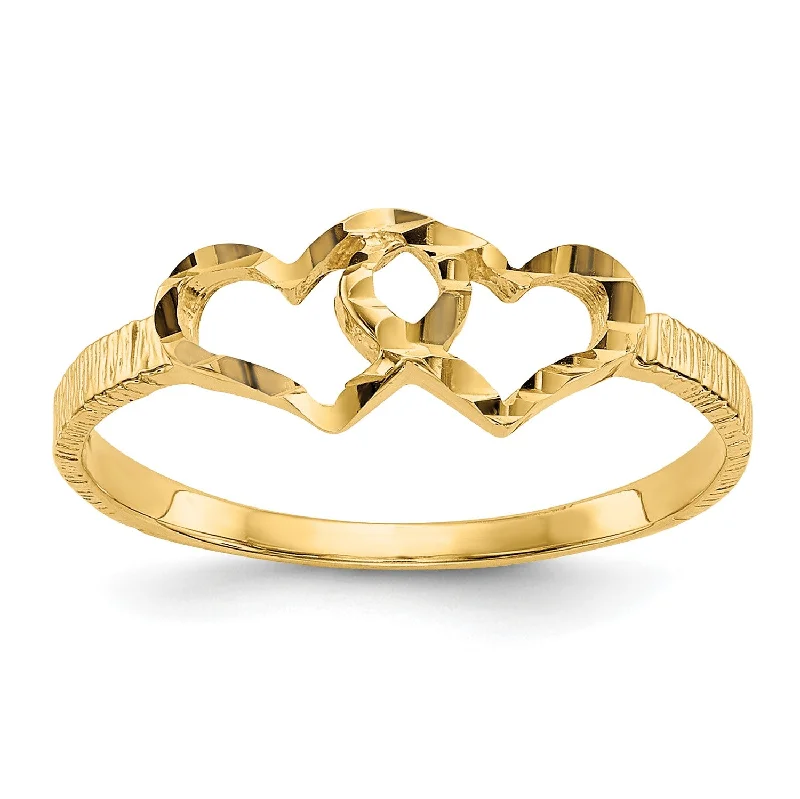 Soft bend ring-14KT Yellow Gold Childrens Heart Ring; Size 5