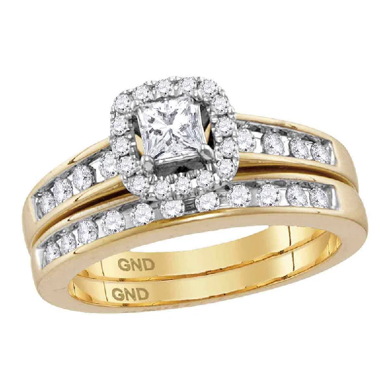 Linked-heart ring-14kt Yellow Gold Diamond Princess EGL Bridal Wedding Ring Band Set 3/4 Cttw