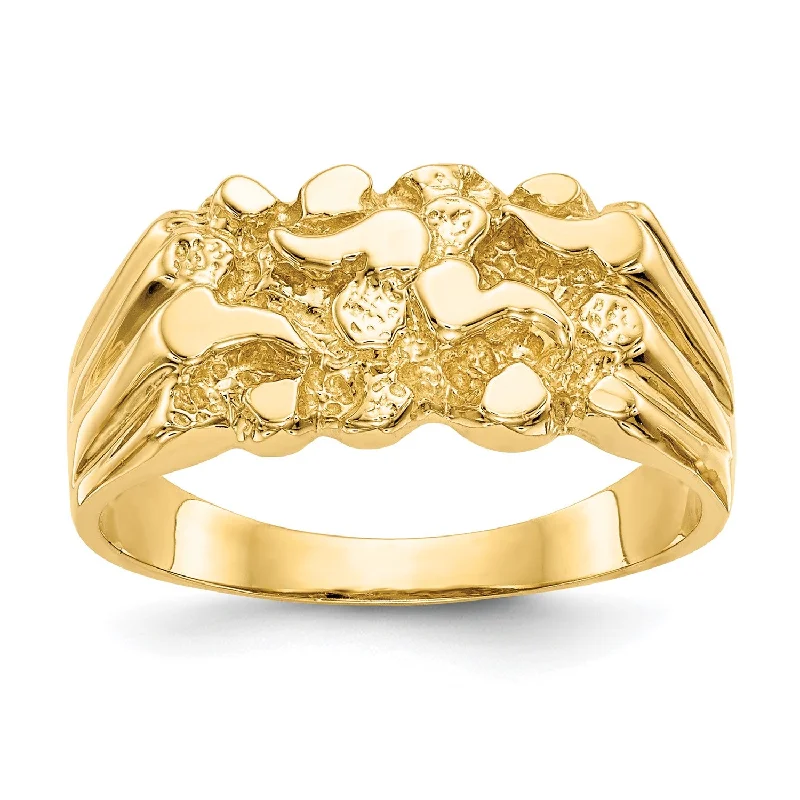 Sun-cut ring-14KT Yellow Gold Nugget Ring; Size 7