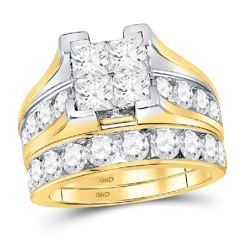 Classic citrine ring-14kt Yellow Gold Princess Diamond Bridal Wedding Ring Band Set 4 Cttw