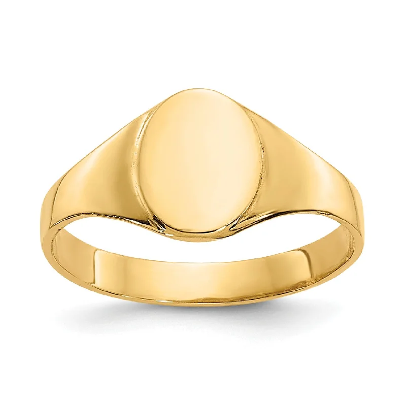 Embossed gem ring-14KT Yellow Gold Signet Baby Ring; Size 1