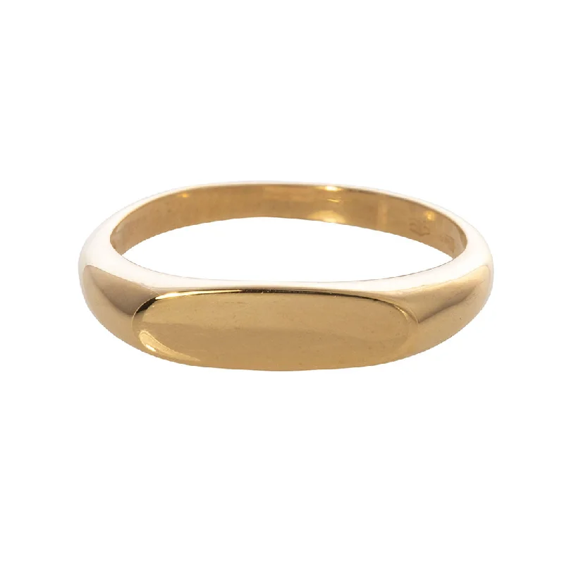 Fine shank ring-18K Yellow Gold Oval Bar Signet Ring