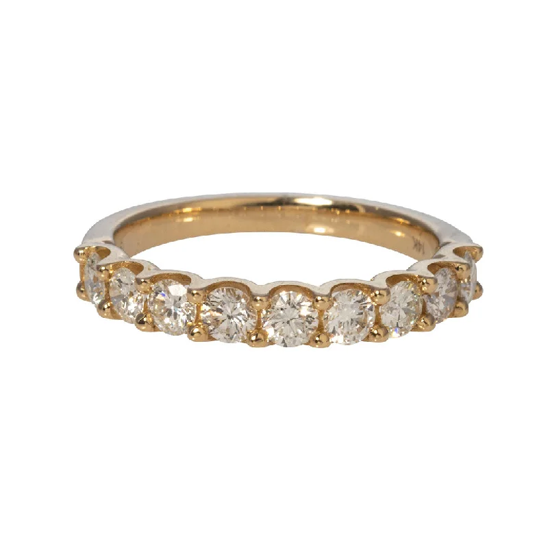 Faded finish ring-1ctw Diamond Halfway U-Prong 14K Yellow Gold Band