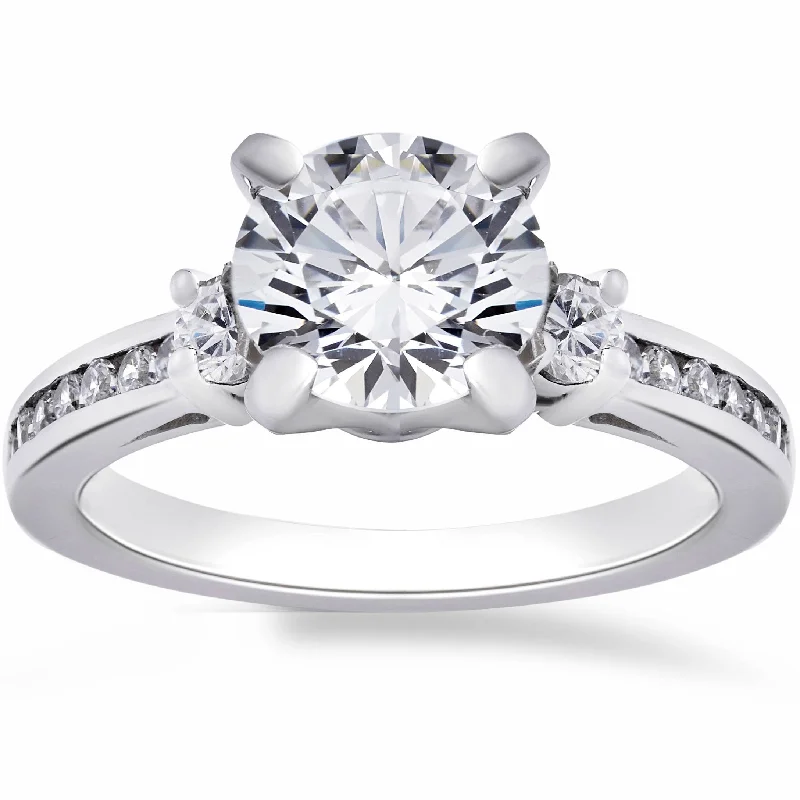 Overlapped ring-2 1/4 Ct Lab Grown Diamond Engagement Ring 14K White Gold Enhanced