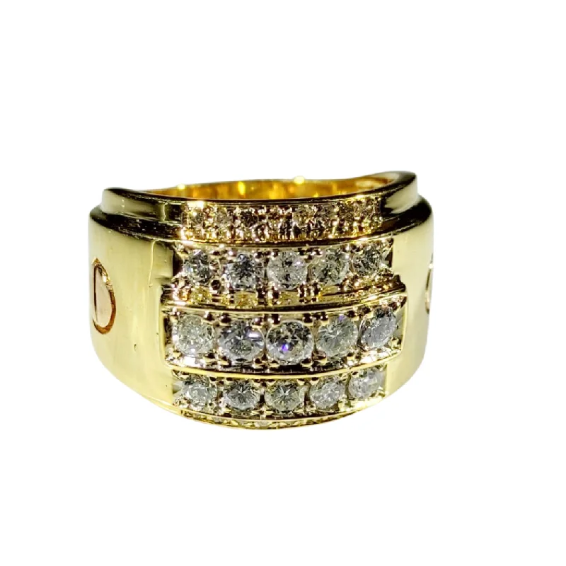 Sweeping band ring-2.5ctw Diamond Men's Ring 18K Gold