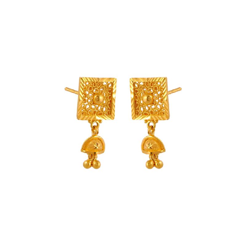 Embossed pattern earrings-22KT (916) Yellow Gold Earring For Women