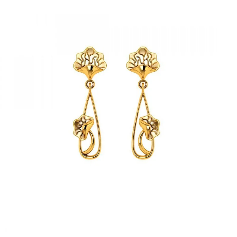 Elastic gem earrings-22KT (916) Yellow Gold Earrings For Women