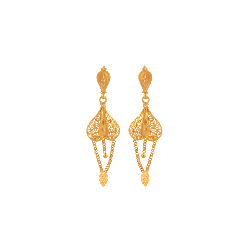 Tilted gem earrings-22KT (916) Yellow Gold  Earrings For Women