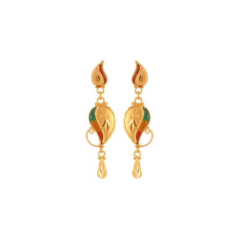 Embossed pattern earrings-22KT (916) Yellow Gold  Earrings For Women