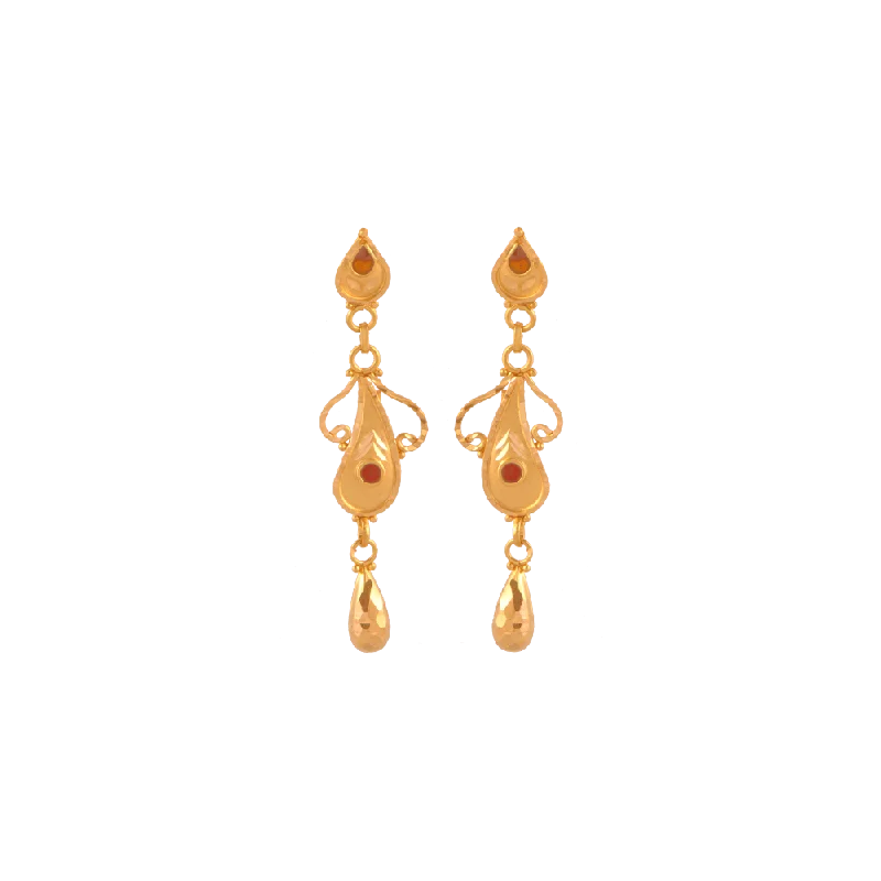 Faceted crystal earrings-22KT (916) Yellow Gold  Earrings For Women