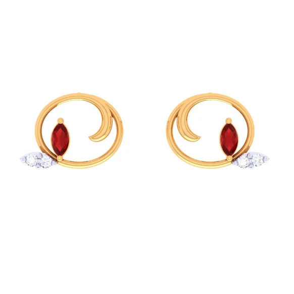 Coupled hoop earrings-22KT Unique Stone Studded  Gold Earrings For You