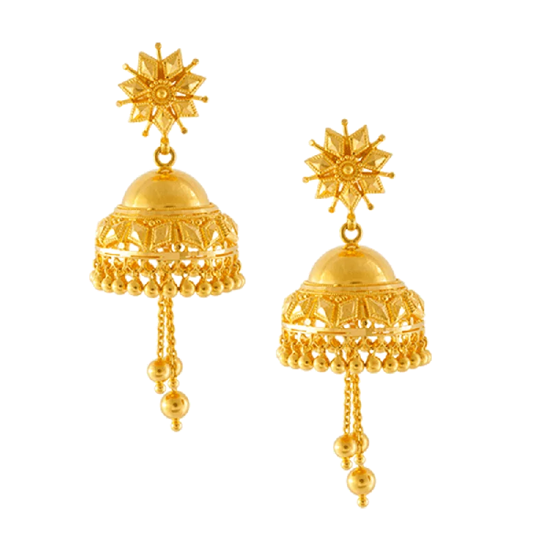 Spotted hoop earrings-22KT Yellow Gold Jhumki Earrings For Women