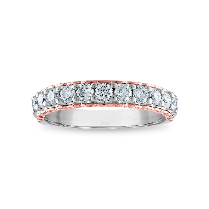 Fine filigree ring-EcoLove 3/4 CTW Lab Grown Diamond Wedding Ring in 14KT White and Rose Gold