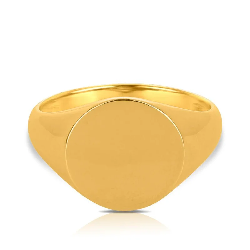 Wire-bend ring-Men's Round Signet Ring in 9ct Yellow Gold