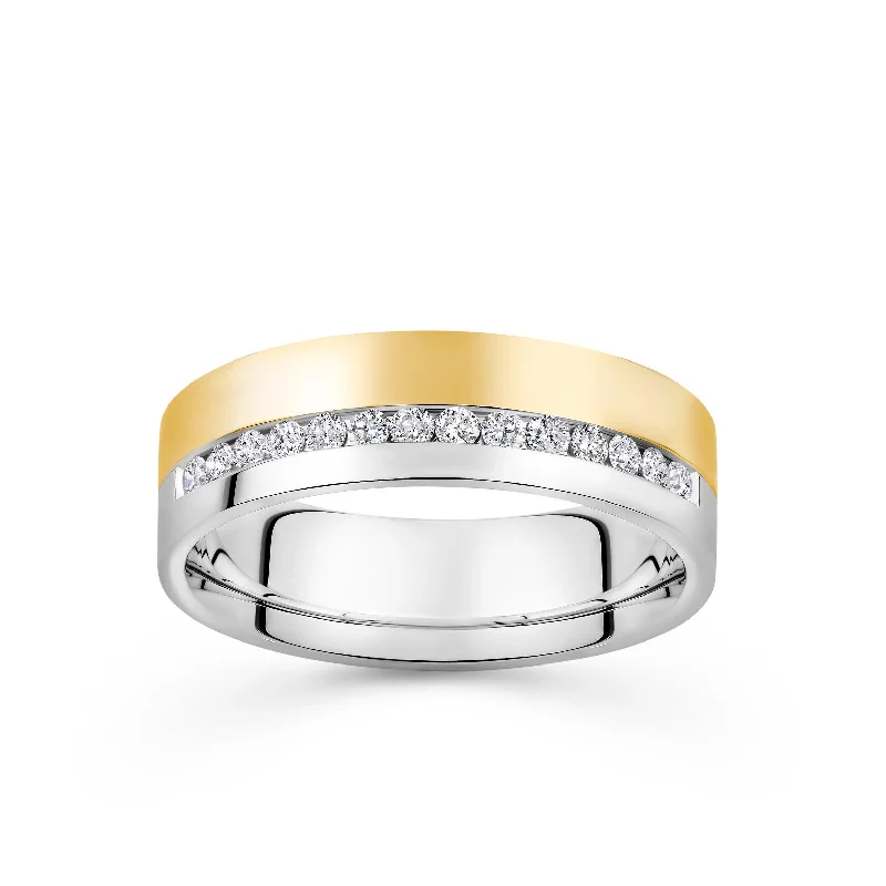 Streamlined ring-0.42ct TDW Men's Diamond Signet Band in 9ct Yellow and White Gold