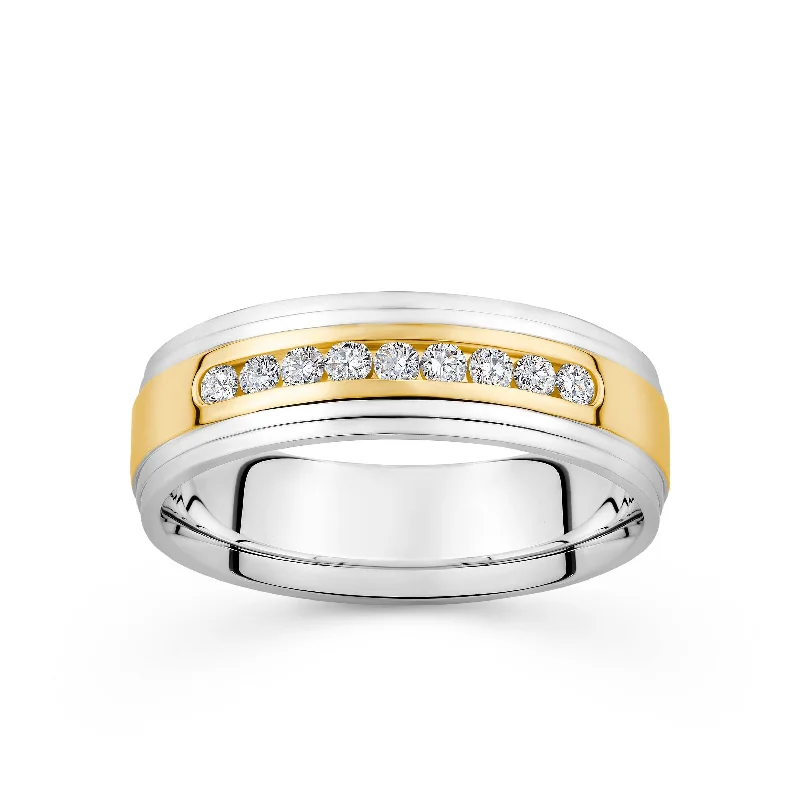 Edgy titanium ring-0.36ct TDW Men's Diamond Band in 9ct Yellow and White Gold