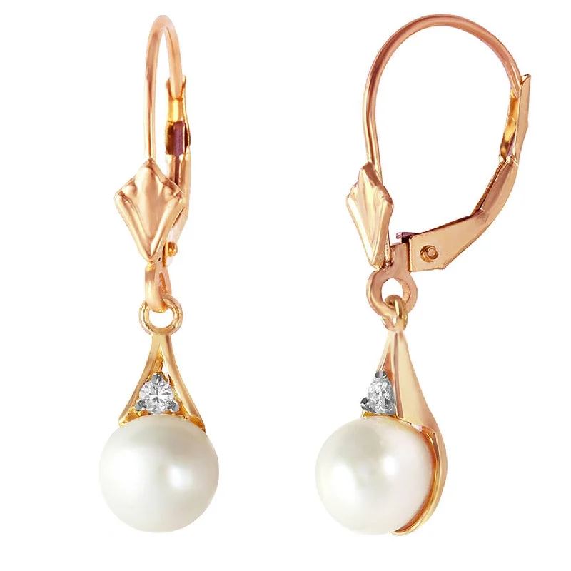 Tight coil earrings-4.06 Carat 14K Solid Yellow Gold Olivia Pearl Diamond Earrings