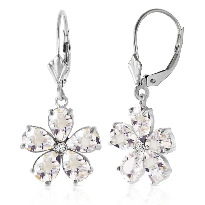 Tilted gem earrings-4.43 Carat 14K Solid White Gold Share Your Story White Topaz Diamond Earrings