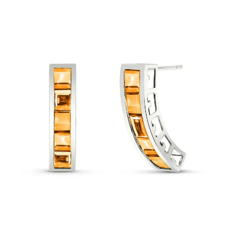 Precision cut earrings-4.5 Carat 14K Solid White Gold Drifting Towards Love Citrine Earrings