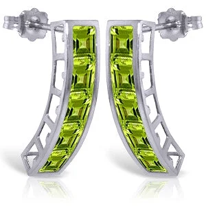 Three-gem earrings-4.5 Carat 14K Solid White Gold Passionate Longing Peridot Earrings