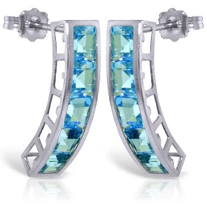 Delicate-band earrings-4.5 Carat 14K Solid White Gold Sea Of Love Blue Topaz Earrings