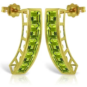 Ridged earrings-4.5 Carat 14K Solid Yellow Gold Valerie Peridot Earrings