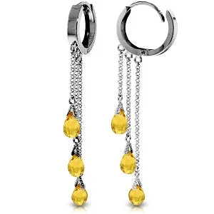 Classic-style opal earrings-4.8 Carat 14K Solid White Gold Leverage Citrine Earrings