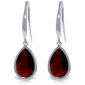 Frilled edge earrings-5 Carat 14K Solid White Gold Baby Breath Garnet Earrings