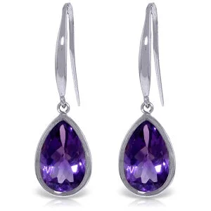 Raised stone earrings-5 Carat 14K Solid White Gold Liasons Amethyst Earrings