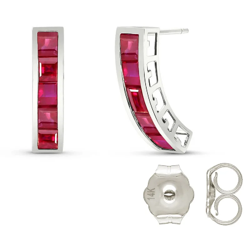 Coupled hoop earrings-5 Carat 14K Solid White Gold Many Aspects Ruby Earrings