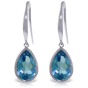 Glossy hematite earrings-5 Carat 14K Solid White Gold Mountains Of Joy Blue Topaz Earrings