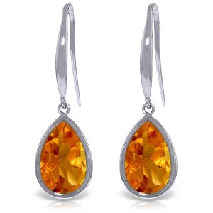 Stamped initial earrings-5 Carat 14K Solid White Gold Smell Of Roses Citrine Earrings