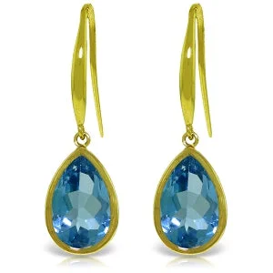 Craggy stone earrings-5 Carat 14K Solid Yellow Gold Unstoppable Blue Topaz Earrings