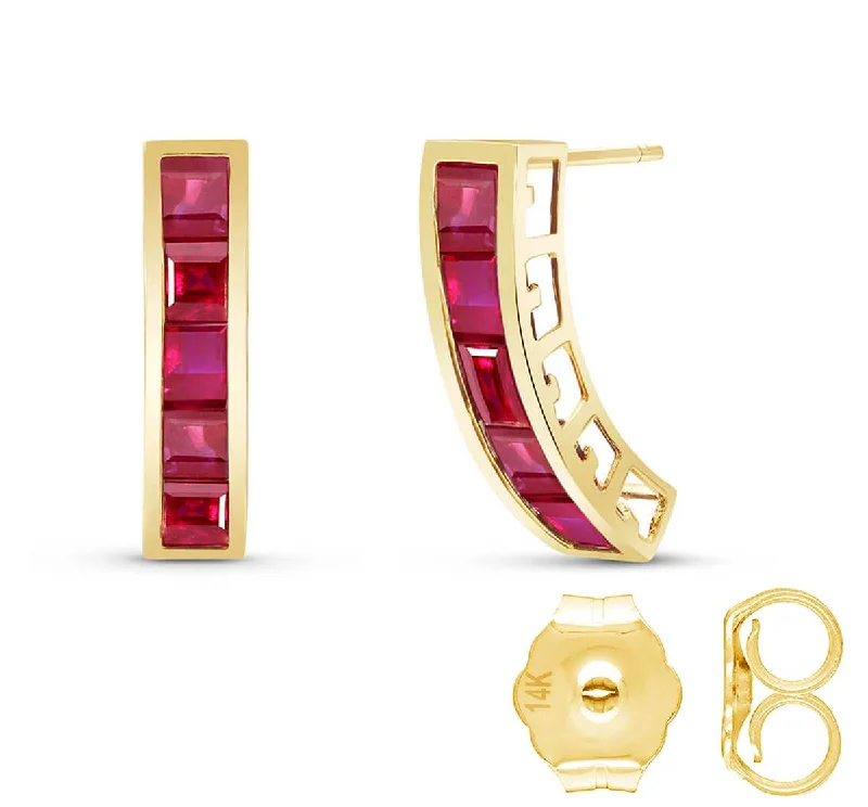 Tarnished gold earrings-5 Carat 14K Solid Yellow Gold Valerie Ruby Earrings