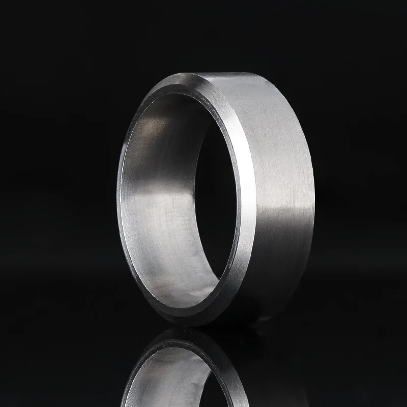 Molten gold ring-8mm Beveled Titanium Ring