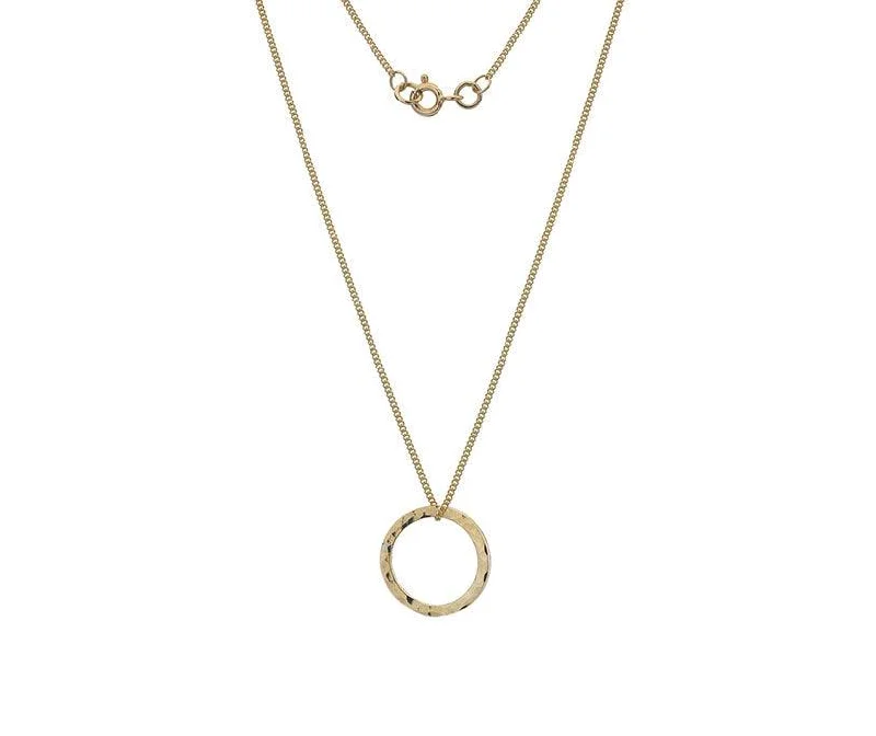 Luminous quartz necklace-9ct Yellow Gold Circle Necklace