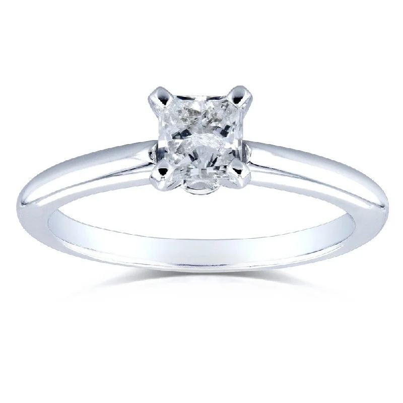 Flush ring-Annello by Kobelli 14k White Gold 1/2 Carat Diamond Solitaire Princess Cut Engagement Ring