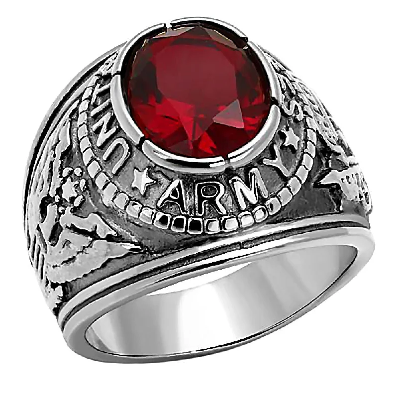 Icy topaz ring-Army: Mens US Army 316L Stainless Steel Ring Military Veterans Gift