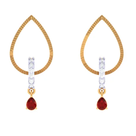 Molten gold earrings-Attractive Stone Studded Gold Earring