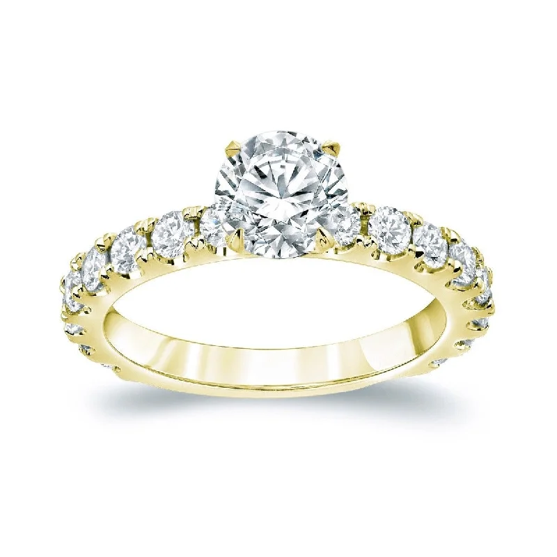 Low-set gem ring-Auriya 14k Gold 2ctw Classic Round Diamond Engagement Ring (H-I, SI1-SI2)