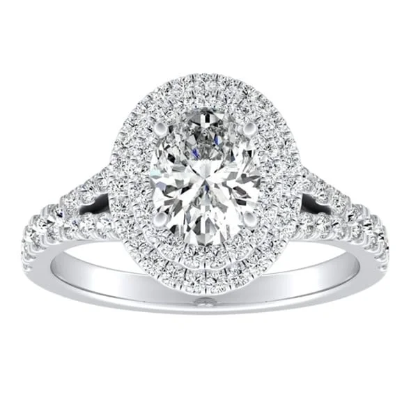 Classic jasper ring-Auriya Platinum 1 1/2ctw Oval-cut Halo Diamond Engagement Ring - White (H-I, SI1-SI2) - White H-I