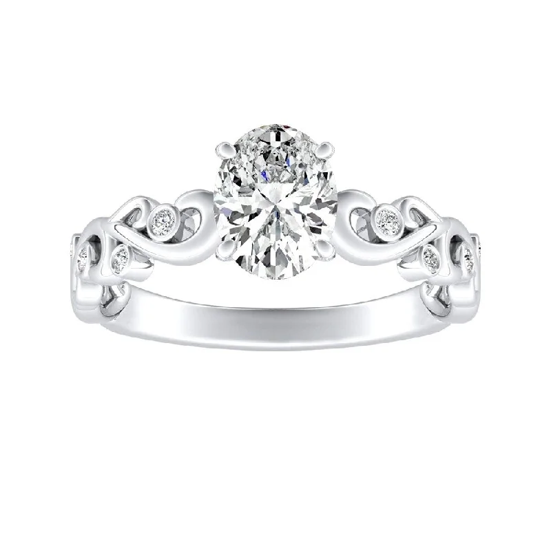 Elastic gem ring-Auriya Platinum 3/4ctw Vintage Oval-cut Solitaire Diamond Engagement Ring (I-J, I1-I2)